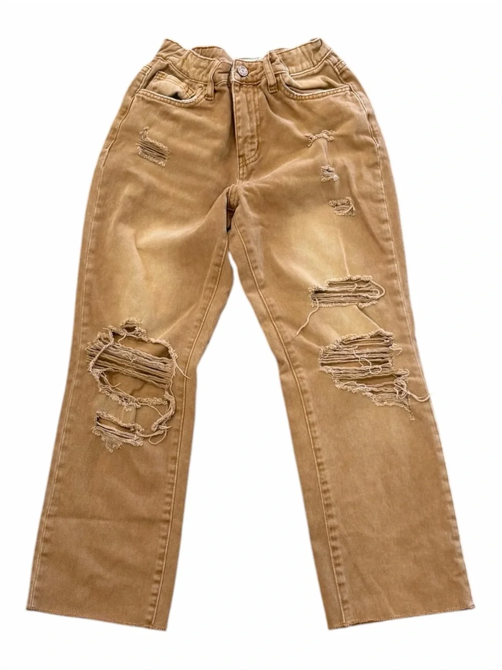 Vervet Tan Norah High-Rise Straight Crop Distressed Jeans 25
